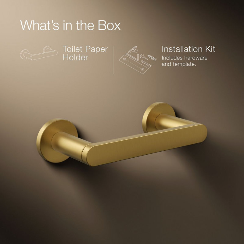Wall Mount Toilet Paper Holder, Brushed Gold