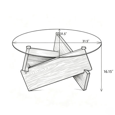 Table basse ronde moderne de 80 cm de large avec dessus en verre trempé