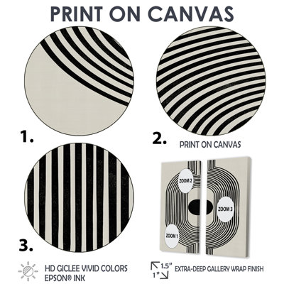 Vortex rétro noir et beige - décoration murale moderne Mid-Century, art mural moderne encadré noir Mid-Century 2 pièces
