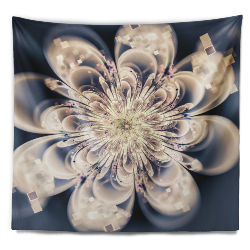 Tapisserie florale blanche, H 32 po x l 39 po