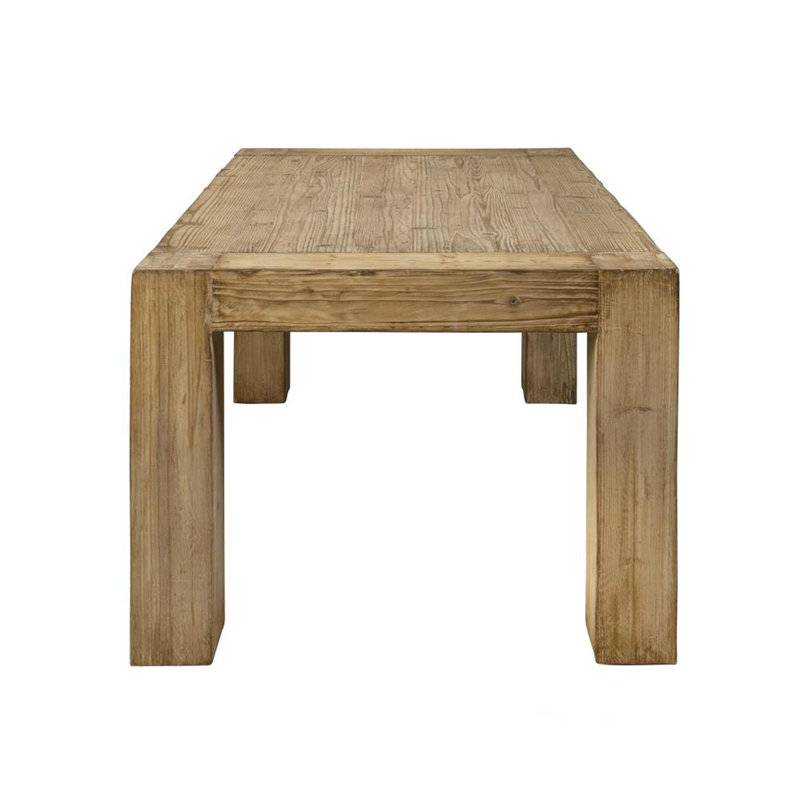 Table de salle à manger Mao, plateau rectangulaire de 84 pouces, bois de pin récupéré brun