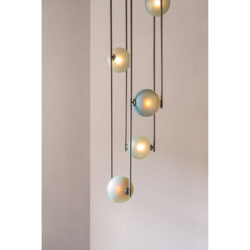 Lustre léger personnalisable Light, H 54 po x l 35 po x P 35 po, Cuivre antique, Cristal transparent