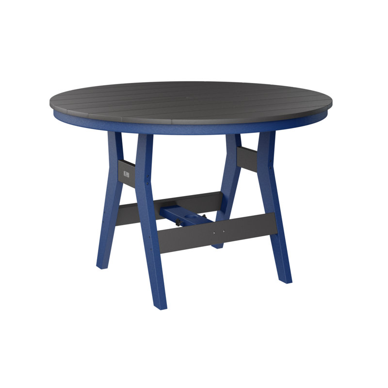 Harbor Outdoor Round Bar Table, Smoke Gray, Pacific Blue