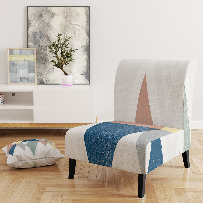 Fauteuil de chambre rembourré en velours à motif géométrique Triangles III