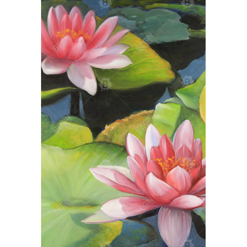 Nénuphars et fleurs de lotus - Toile encadrée 24 po x 36 po