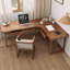 Bureau en bois massif en forme de L brun noyer avec 3 tiroirs-2103932465-2103932467