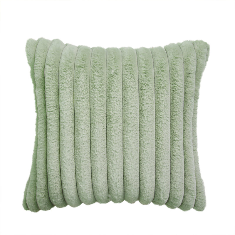 Faux Fur Reversible Throw Pillow, Green, 18"H x 18"W