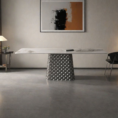 Modern Luxe Rock Table, Gray Titanium Base