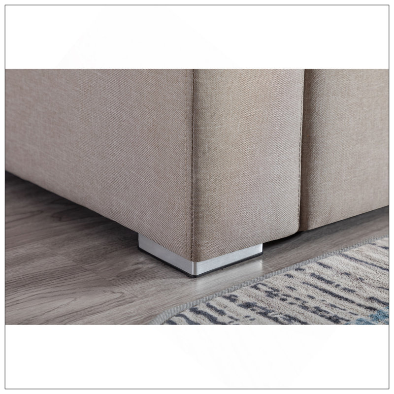 Ensemble de canapé et causeuse en tissu de lin beige avec pieds interchangeables et coussins décoratifs Nolan