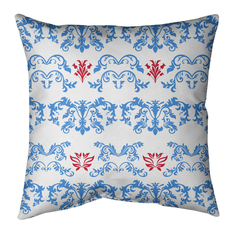Housse de coussin carré Houston Houston, 14 po x 14 po, Blanc / Bleu / Rouge, Polyester filé