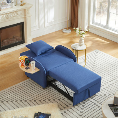 Canapé-lit, canapé-lit convertible 3 en 1 avec dossier réglable et table pliable et USB, type C, fauteuil inclinable réglable, fauteuil pour salon, chambre à coucher, petit espace