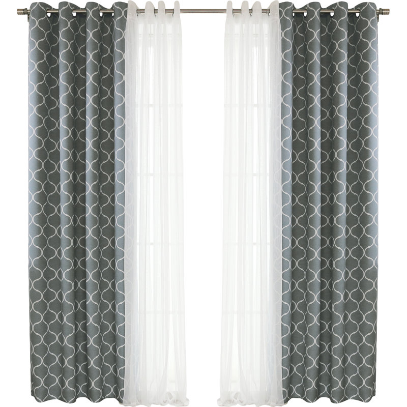 Paire de rideaux transparents avec œillets Granados, Gris