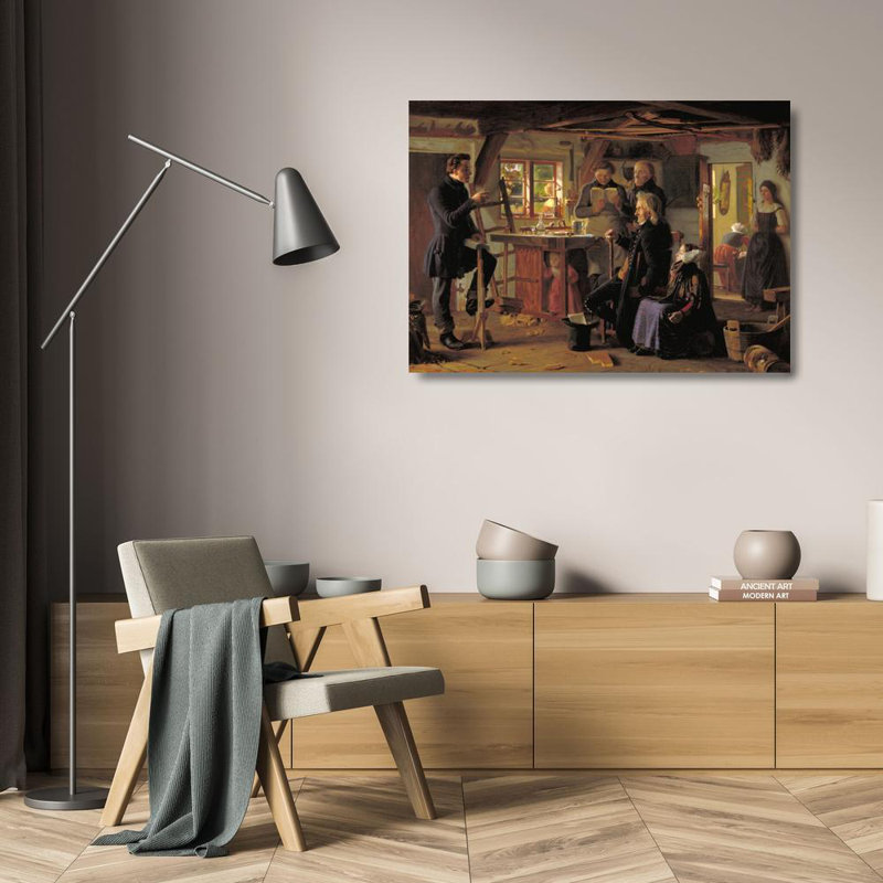 "Mormons visiting a country carpenter" par Christen Dalsgaard - Art mural sur toile tendue avec châssis, H 24 po x l 17 po