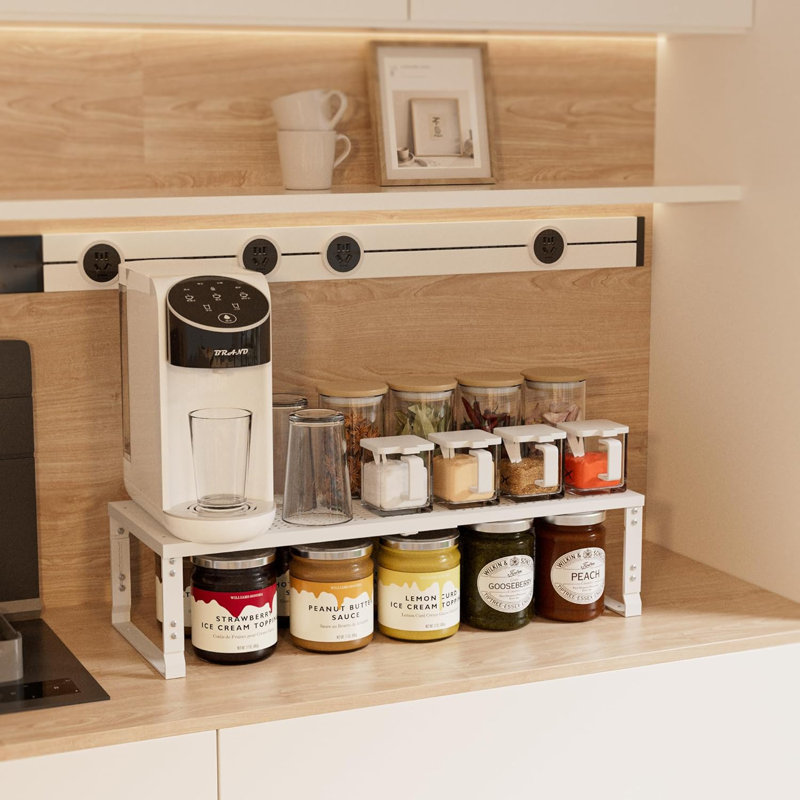 Étagère à épices extensible et tablette de rangement empilable - hauteur réglable, fabrication en métal robuste, organisateur multifonctionnel pour la cuisine, la salle de bain, le bureau