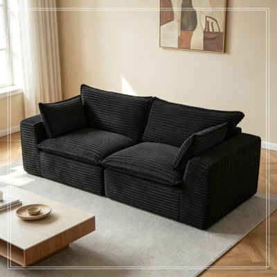 Causeuse en velours côtelé avec coussin moelleux et coussin décoratif