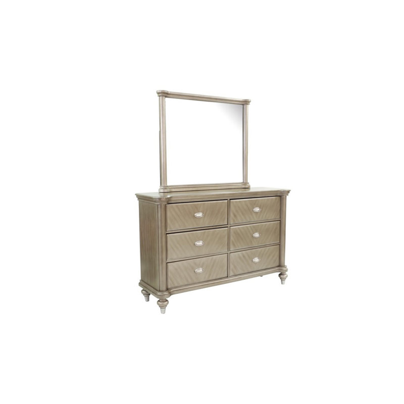 Commode de luxe avec finition argentée et champagne