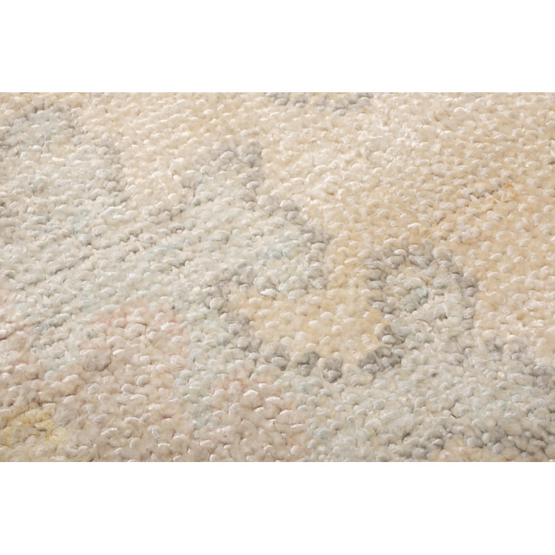 Oushak Hand Knotted Silk Floral Area Rug, Rectangle 6' x 9'