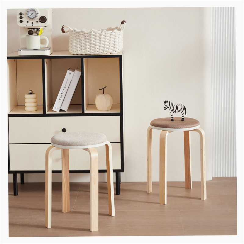 Set Of 4 Stackable Stools, Round Backless Chairs