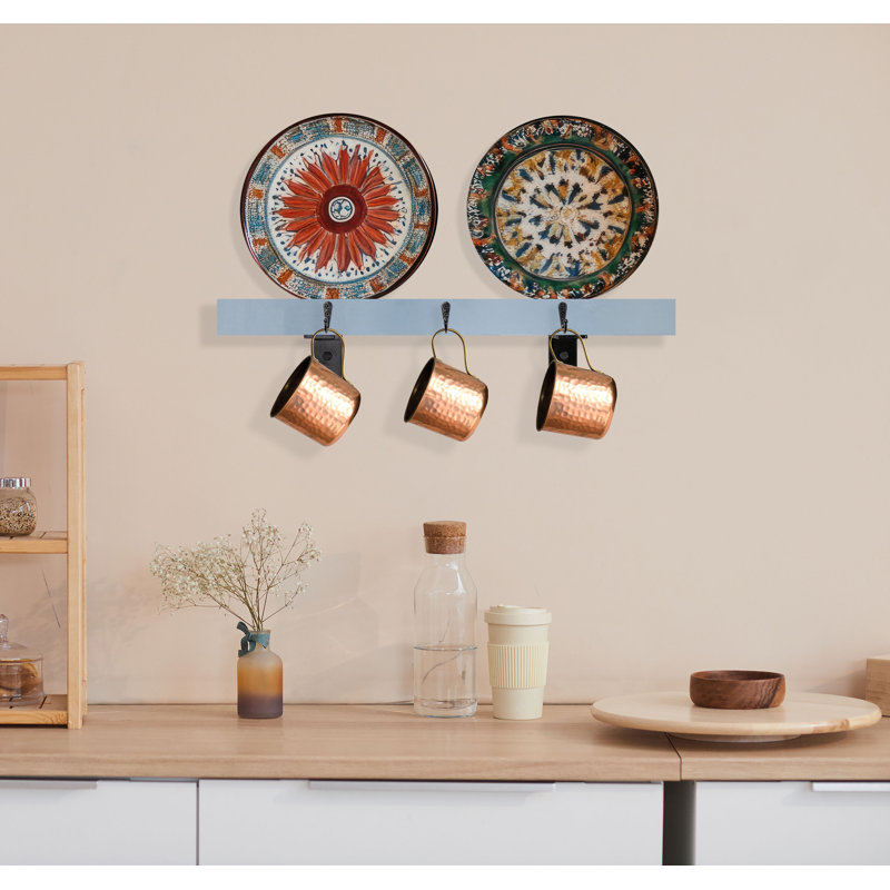 Rayne Plate Display Shelves With Hooks, 24/3/2, Gray