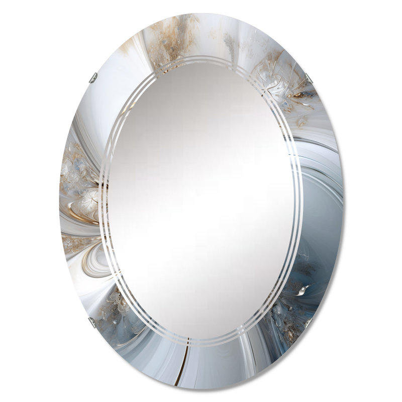 Drumlin - Miroir mural moderne ovale, 30 po x 20 po