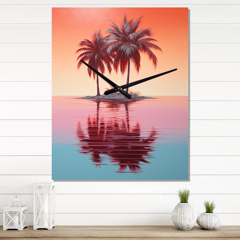 Horloge murale moderne Chanelly - Palm Trees, Grand