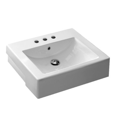 Scarabeo By Nameeks 20'' White Ceramic Rectangular Bathroom Sink with Overflow