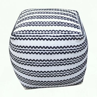 Handcrafted Cotton Pouf with Natural and Black Design