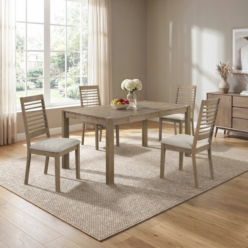 Brown Washed5-Piece Rectangular Dining Set