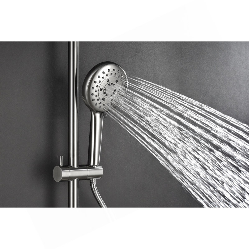 Système de douche Showerspas, avec pomme de douche à effet pluie de 10 po, douche à main à 4 fonctions, barre coulissante réglable et porte-savon