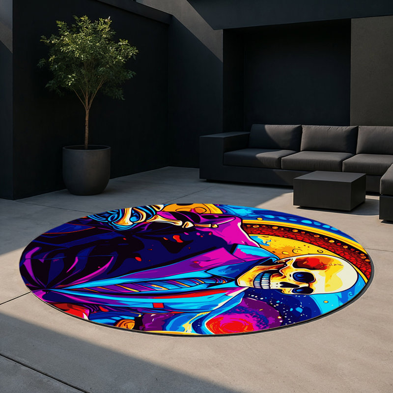 Cosmic Resonance Indoor And Outdoor Area Rug, Round 5'