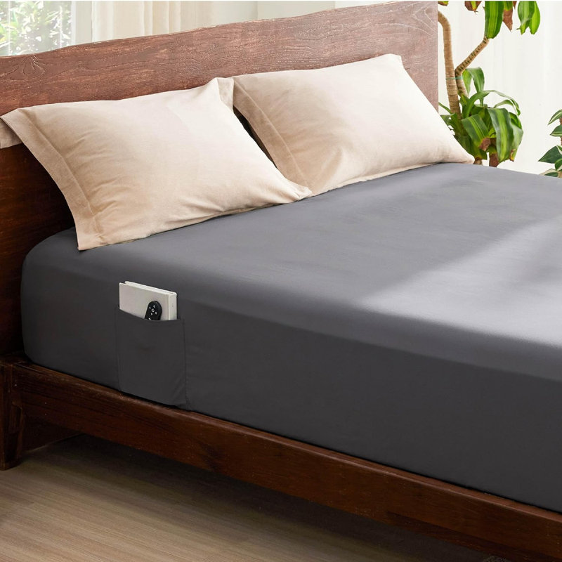 Bedsure Cotton Fitted Sheet, Full Fitted Sheet, Dark Grey