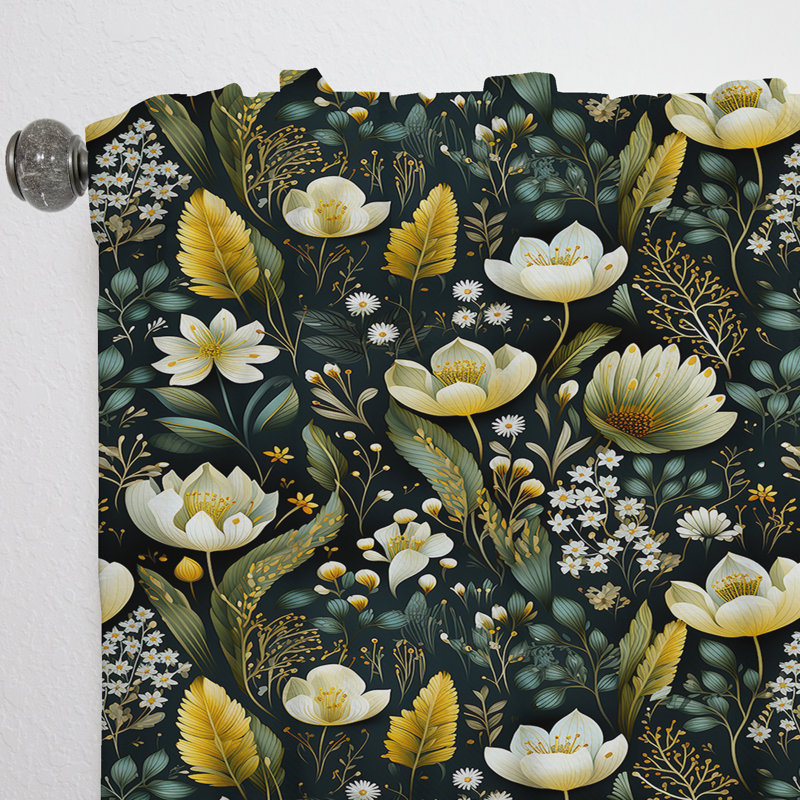 Jardin botanique Boho - Rideau bohémien - Velours obscurcissant - 1 panneau, L 52 po x L 108 po