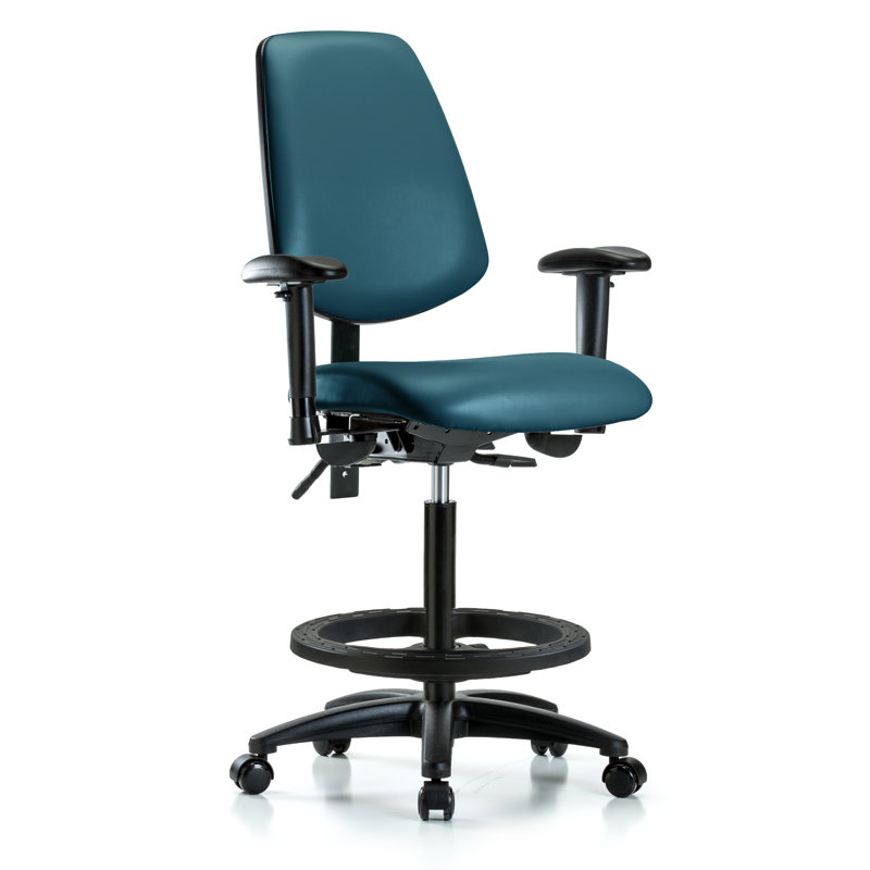 Chaise de travail ergonomique Kyell, Bleu marine, Roulettes, Oui