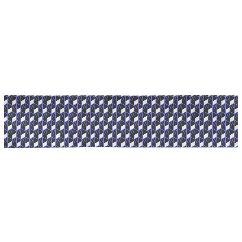 Chemin de table géométrique Avicia, 90 po x 16 po, Bleu, Polyester