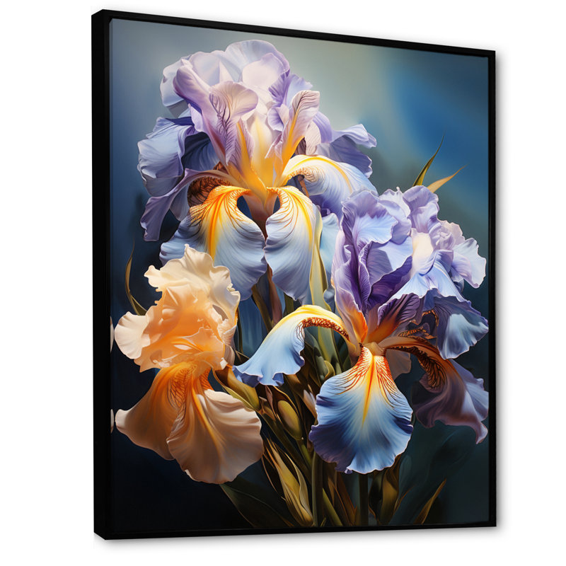 «Mauve jaune irisé irisé I», reproduction d'art sur toile florale, H 40 po x l 30 po x P 1,5 po, Cadre flottant noir