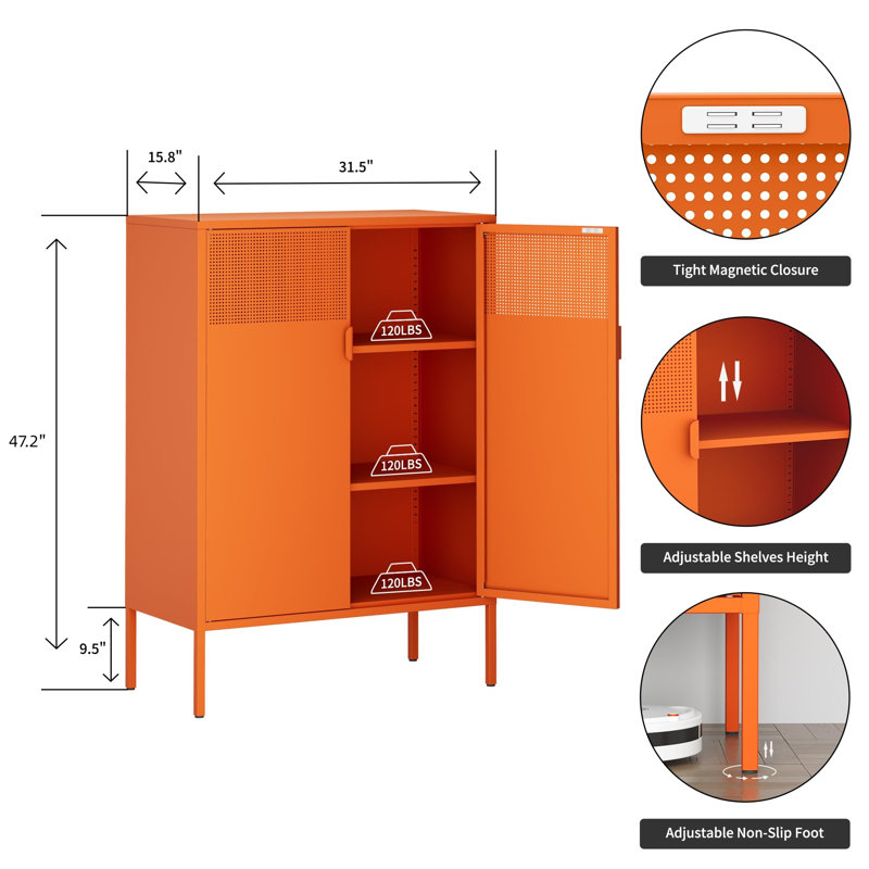 Armoire de rangement en métal, Orange