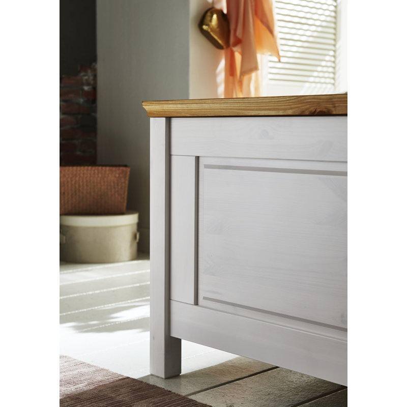Castleford Solid Wood Drawers Sleigh Bed, 100 x 200 cm, White/Lye