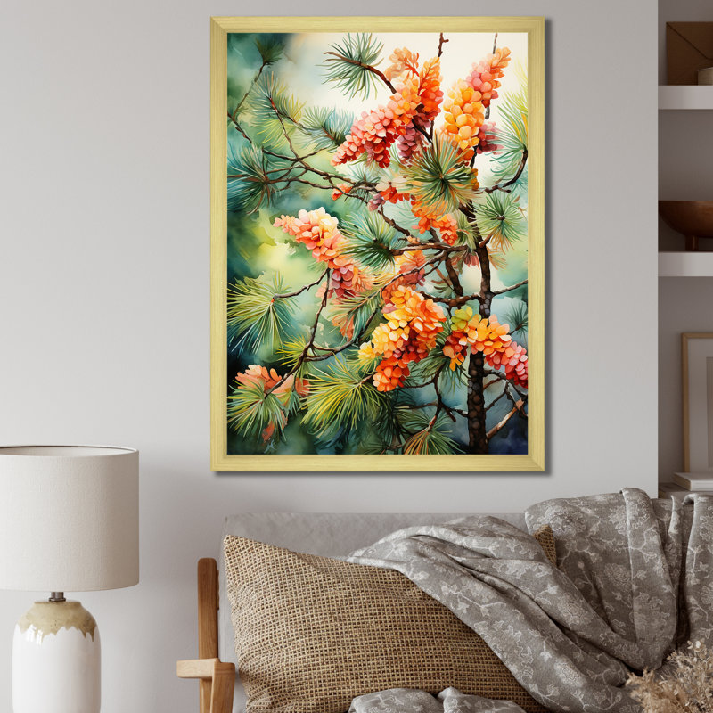«Pine Tree Autumn Symphony I» sur toile, H 40 po x l 30 po x P 1,5 po, Encadrement doré