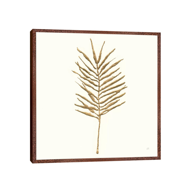 Gilded Palm VI by Chris Paschke - Painting on Canvas, 93.98cm H x 93.98cm W x 3.81cm D, Classic Brown Wood Framed