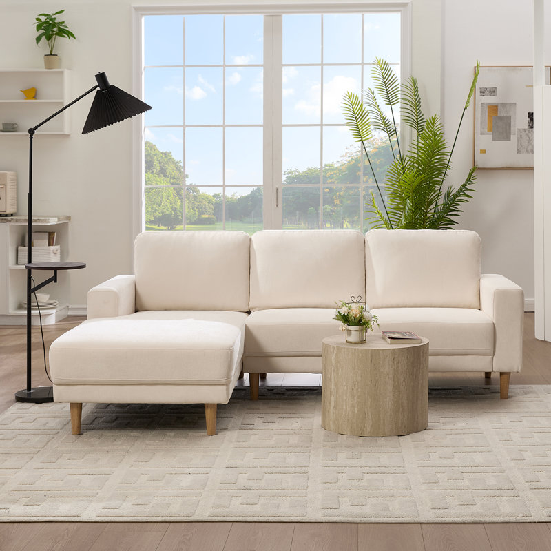 Canapé modulaire rembourré 2 pièces en L 84 po 2 pièces, Chenille beige
