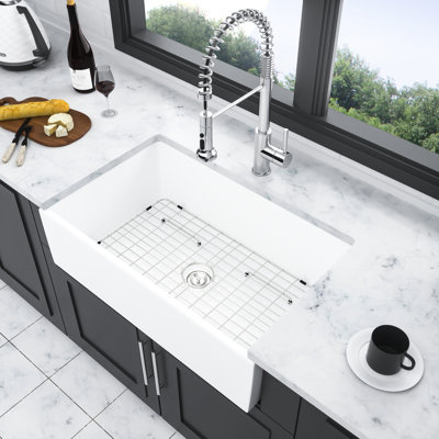 Ceramic White Kitchen Sink 36" - , Scratch-, And Stylish 36 Inch To Scratches Discoloration