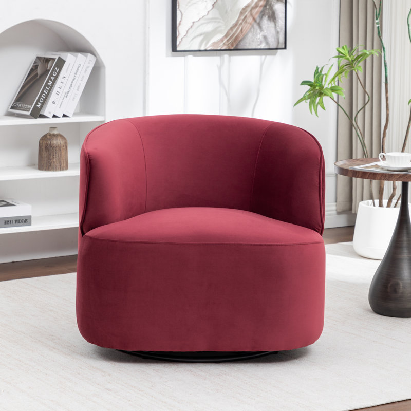 Fauteuil demi-tonneau pivotant rembourré Tybias, Rouge