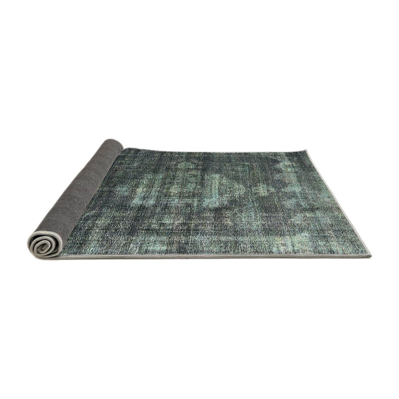 Tapis oriental bleu sarcelle / noir, Rond 8 pi