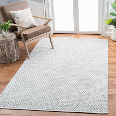 Tapis gris en coton tissé à plat à la main Evansdale