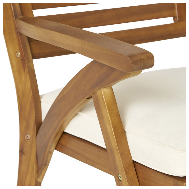 Ensemble de salle à manger d'extérieur en bois d'acacia 3 pièces Hermosa avec coussins résistants à l'eau - finition teck