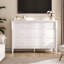 Commode 6 tiroirs avec rangement, large commode pour chambre de bébé, blanc