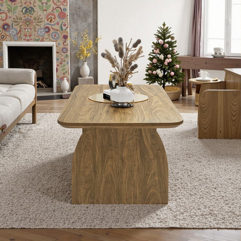 Table basse 47 po, Bois naturel