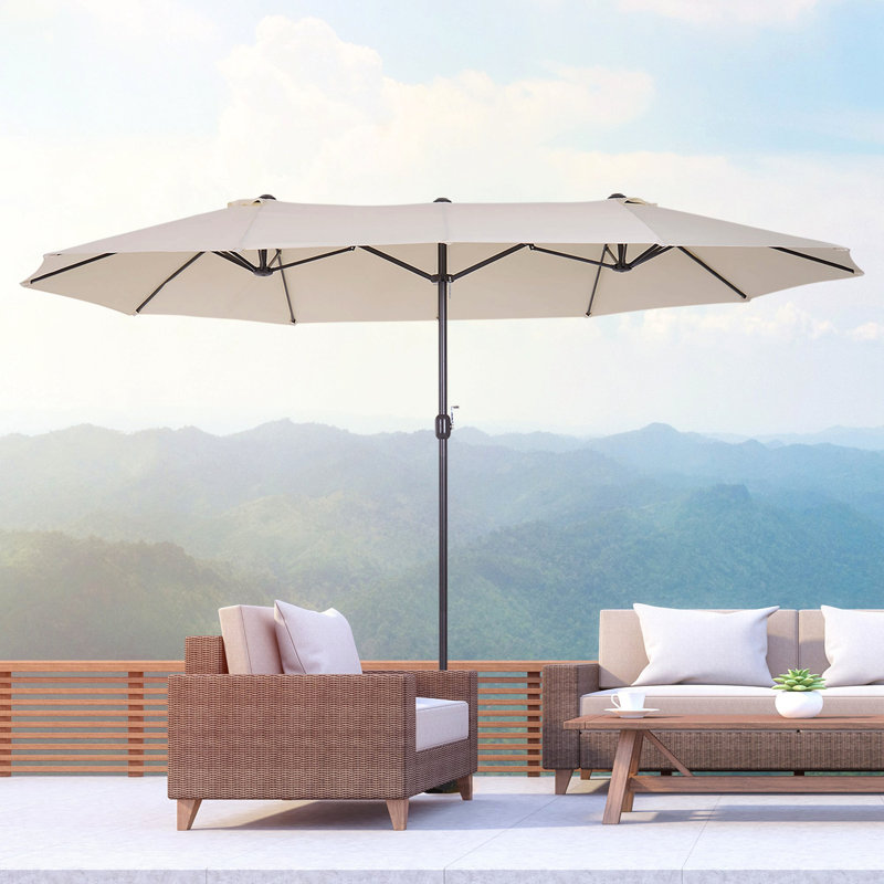 Extra Large Patio Umbrella, Double-Sided Outdoor Umbrella With Crank Handle And Air Vents For Backyard, Deck, Pool, Market (Without Base)