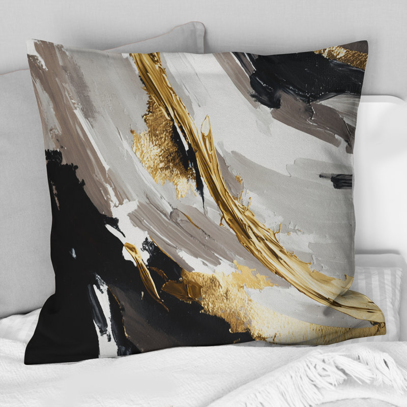 «Waves Of Midnight Passion Abstract Black Gold II», reproduction de peinture abstraite