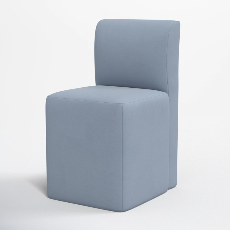 Mendy Upholstered Dining Chair with Casters, Classic Ocean Velvet